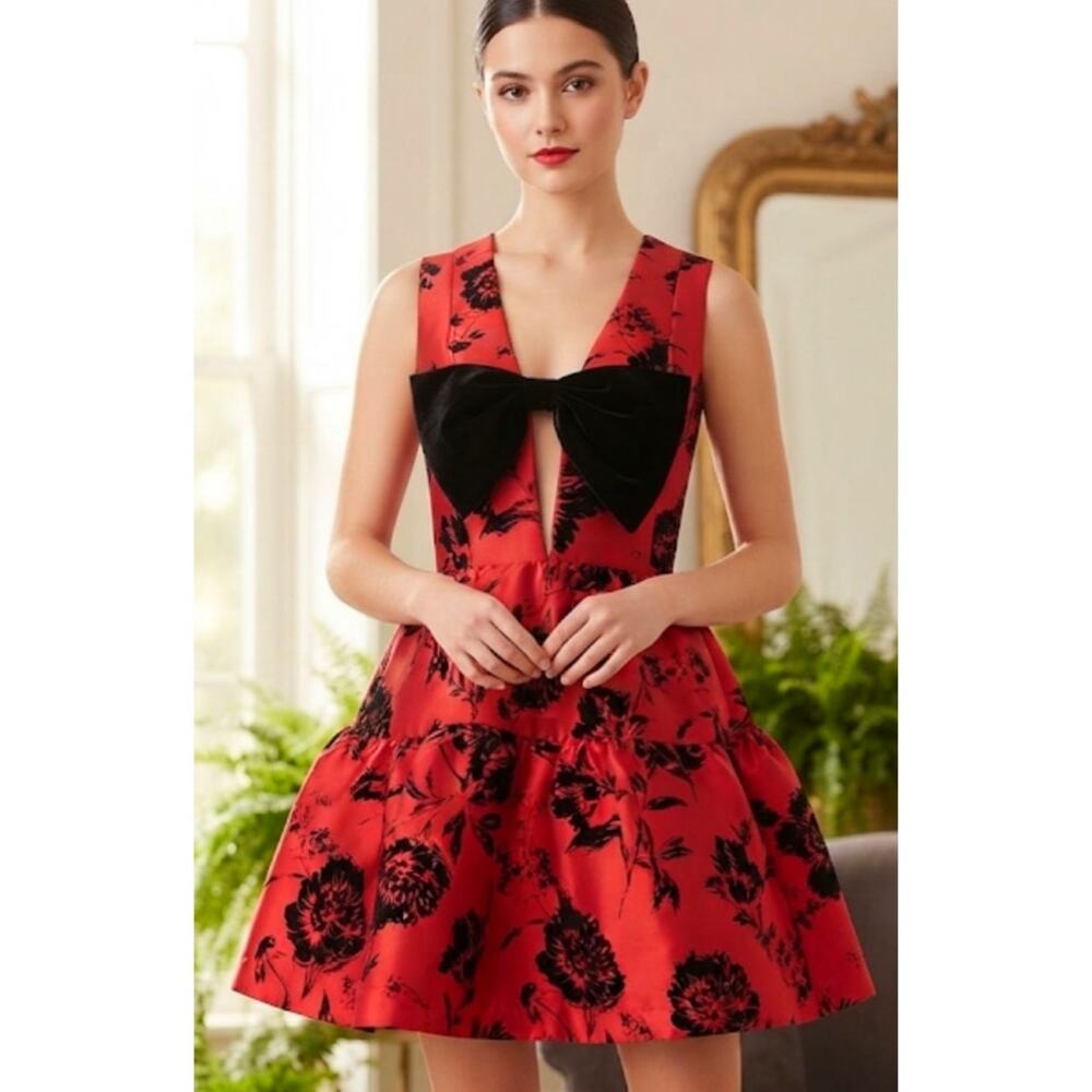 Stunning If by Sea Cocktail/Party Dress with Unique Avant Garde Velvet Bow
